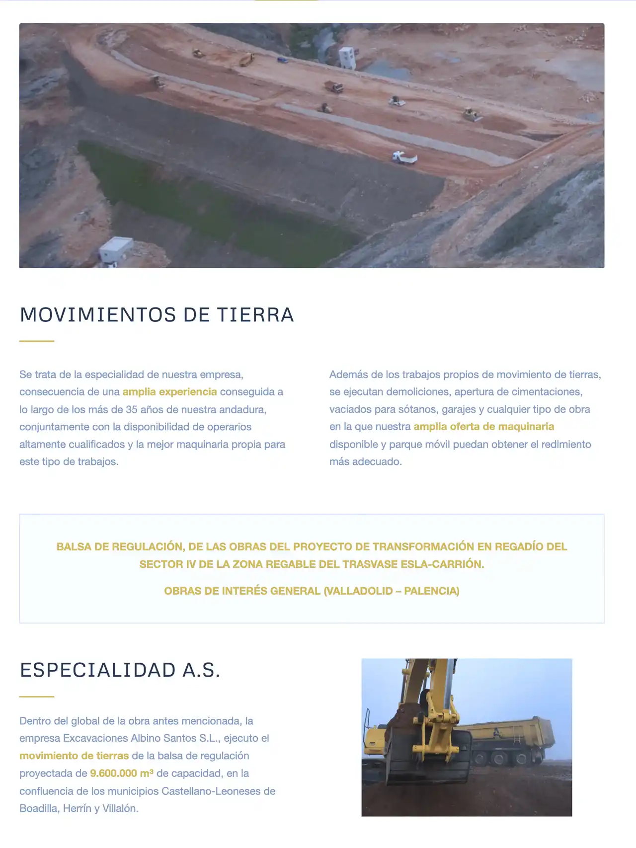 Movimientos de Tierra realizados por Excavaciones Albino Santos